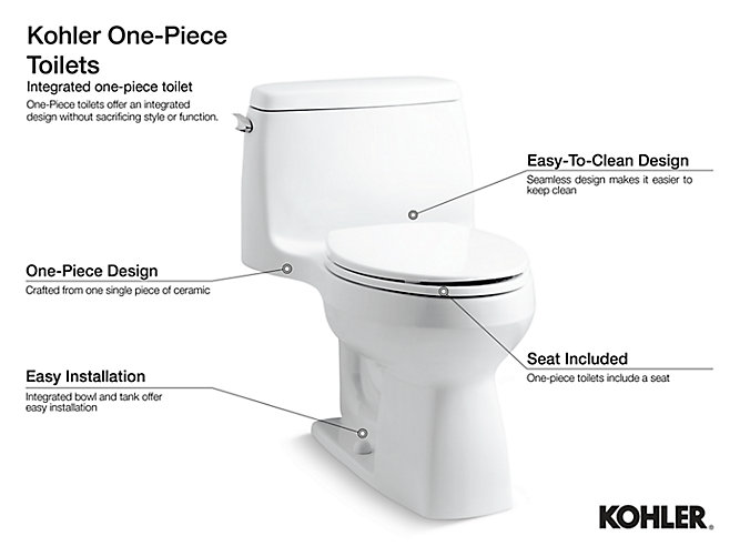 K 3722 San Raphael One Piece Elongated Toilet 1 28 Gpf Kohler - Kohler Toilet Seat Install